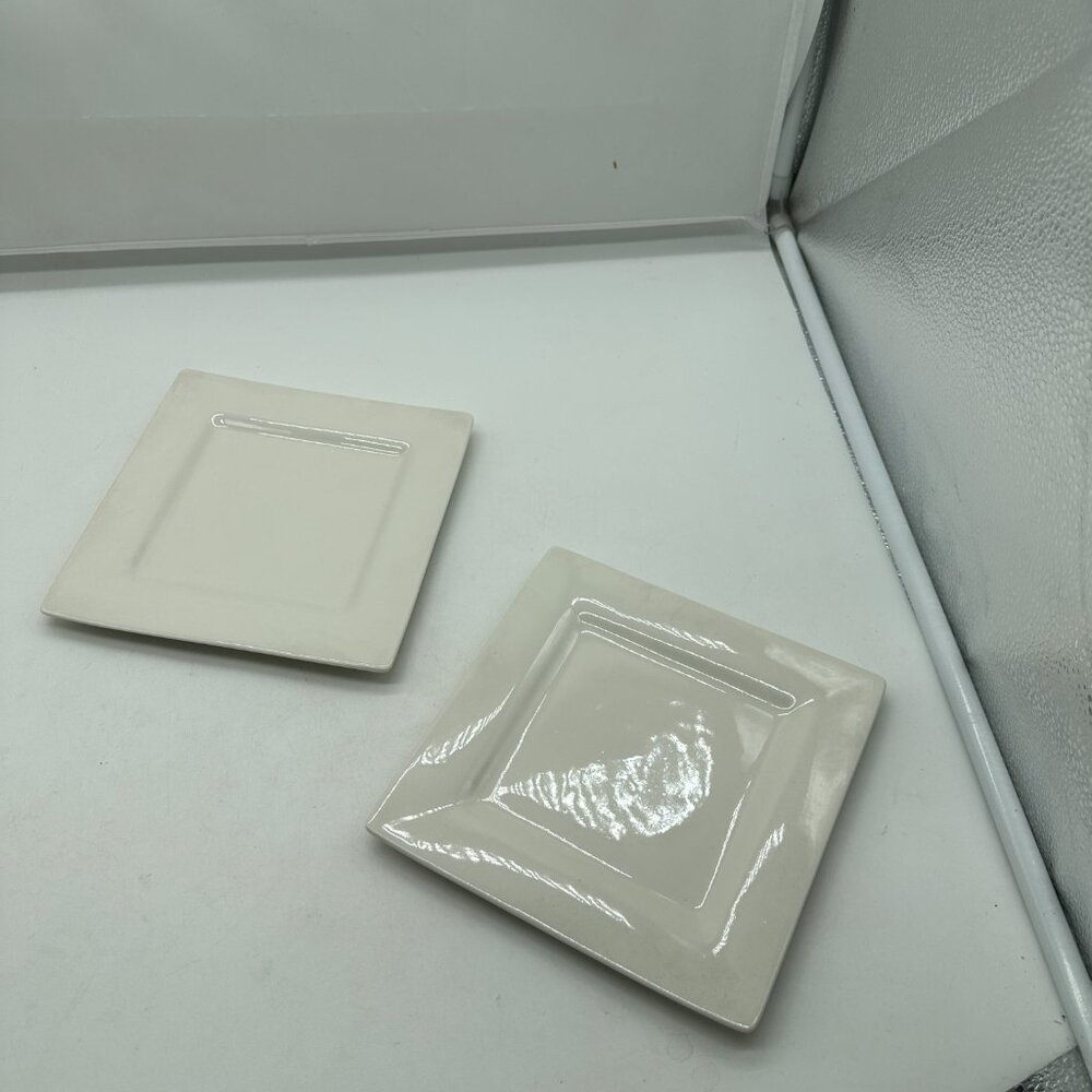 Set Of 2 White Square Salad Plates 10 Ten Strawberry Street 7 1/8”